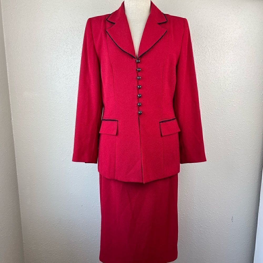 Sag Harbor Suits Matching Dress Jacket and Midi Skirt Size 10 EUC